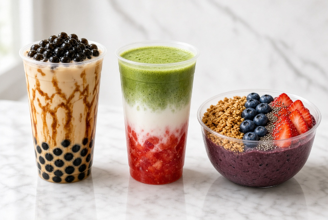 Matcha and Boba Tea Background